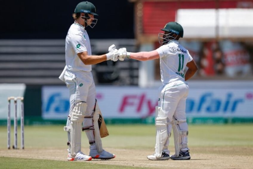 South Africa's Tristan Stubbs (L) and Temba Bavuma (R) hit centuries on the third day of t