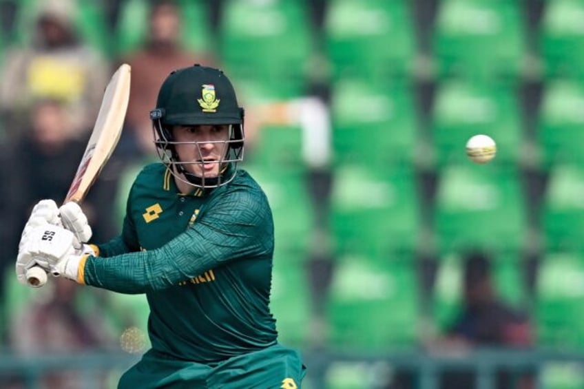 South Africa's Matthew Breetzke plays a shot in Lahore