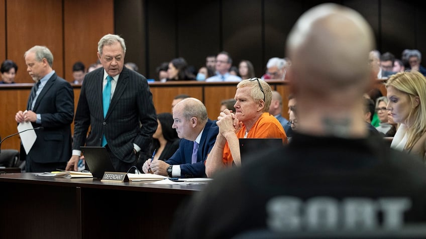 Alex Murdaugh sits at the defense table during a judicial hearing at the Richland County Judicial Center