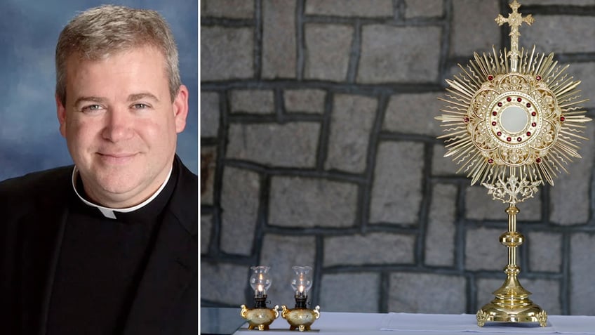 Fr Jeffrey Kirby split with a monstrance