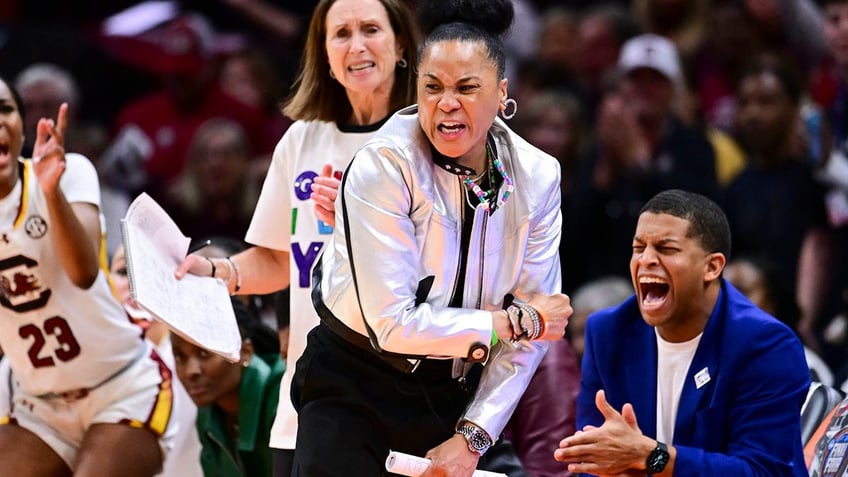 Dawn Staley on the sidelines