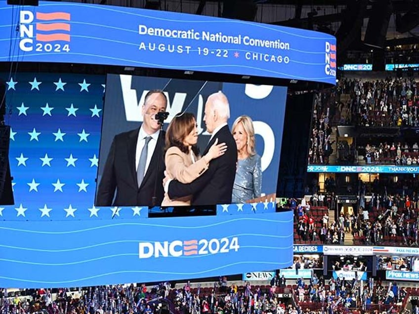 US President Joe Biden and US Vice President Kamala Harris attend the 2024 Democratic Nati