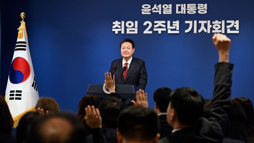South Korean President Yoon Suk Yeol attends a press conference