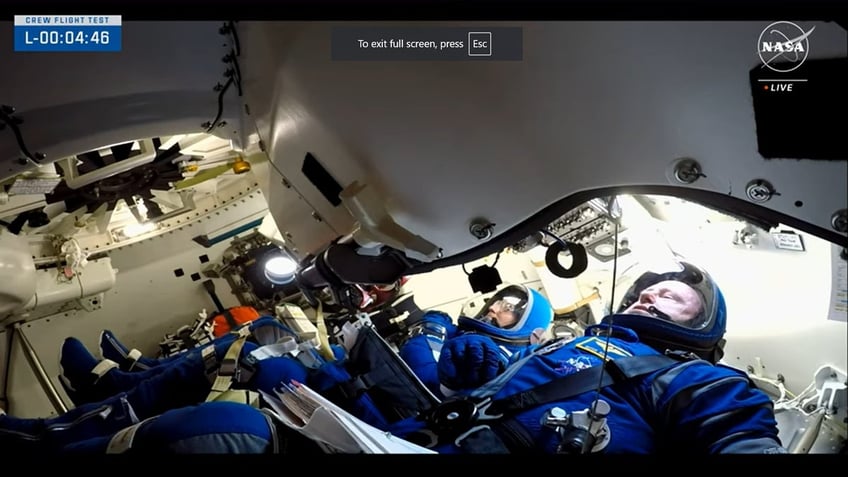 NASA astronauts Suni Williams and Butch Wilmore aboard Starliner right before launch on June 5, 2024.