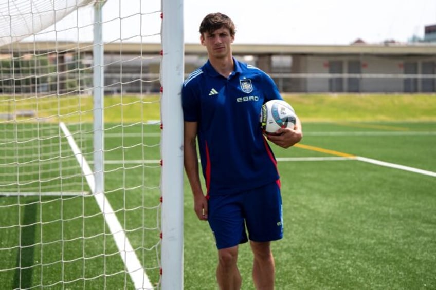Spain defender Robin Le Normand poses before an interview with AFP ahead of the Nations Le