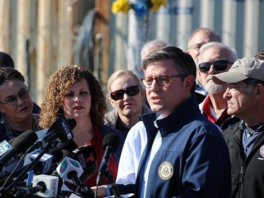 House Speaker Mike Johnson at Texas Border with Mexico. (Randy Clark/Breitbart Texas)