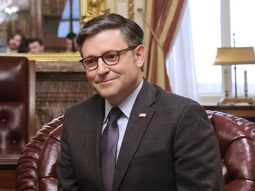 Speaker of the House Mike Johnson (R-LA) (R) meets with British Foreign Secretary David Cameron at the U.S. Capitol on December 6, 2023, in Washington, DC. Cameron is meeting with U.S. leaders and urging them to support Ukraine in its fight against the ongoing Russian invasion. (Win McNamee/Getty)