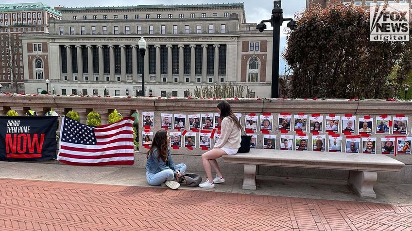 Photos of Israeli hostages outside of Columbia University