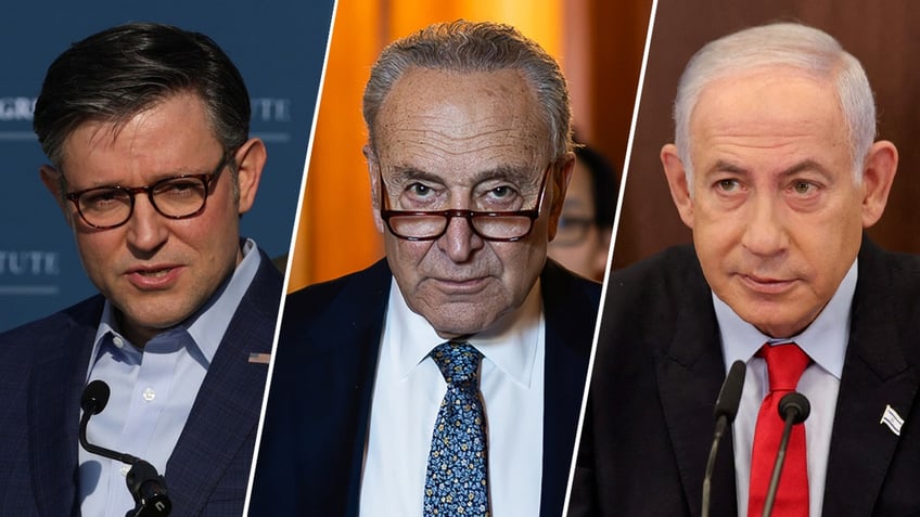 Mike Johnson, Chuck Schumer, and Benjamin Netanyahu