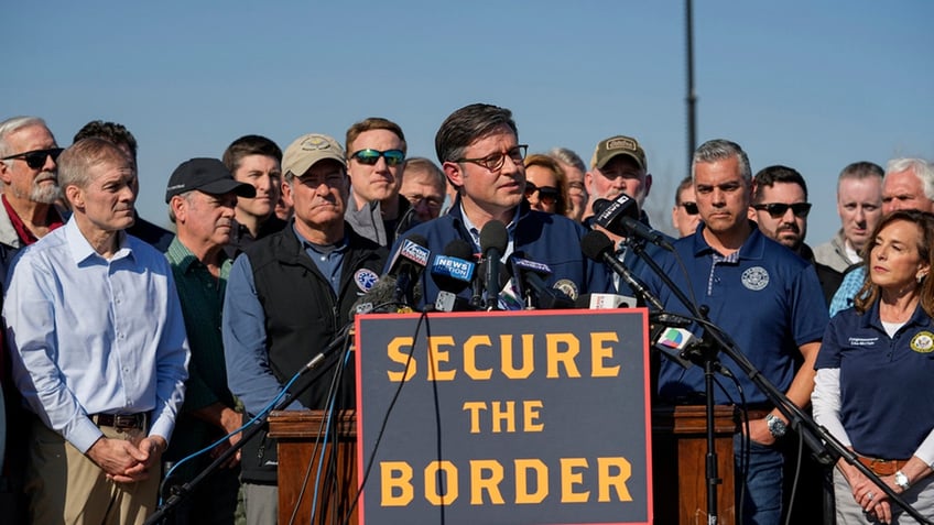 Mike Johnson speaks at border