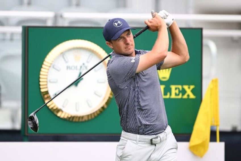 American Jordan Spieth fires a tee shot during a practice round for the 107th PGA Champion