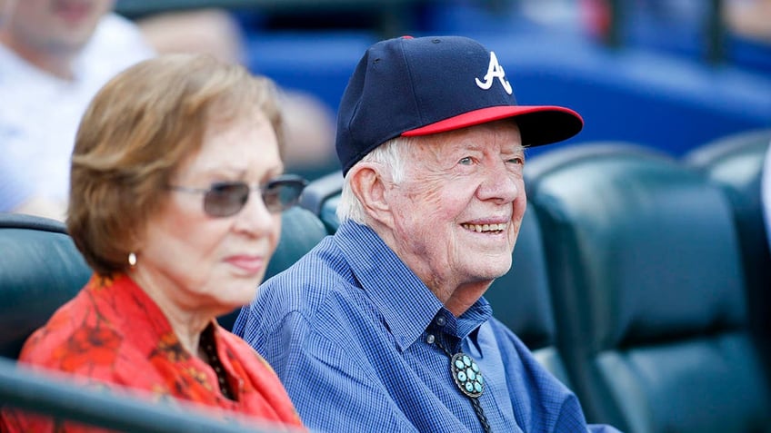 Jimmy Carter and Rosalyn at a Braves game