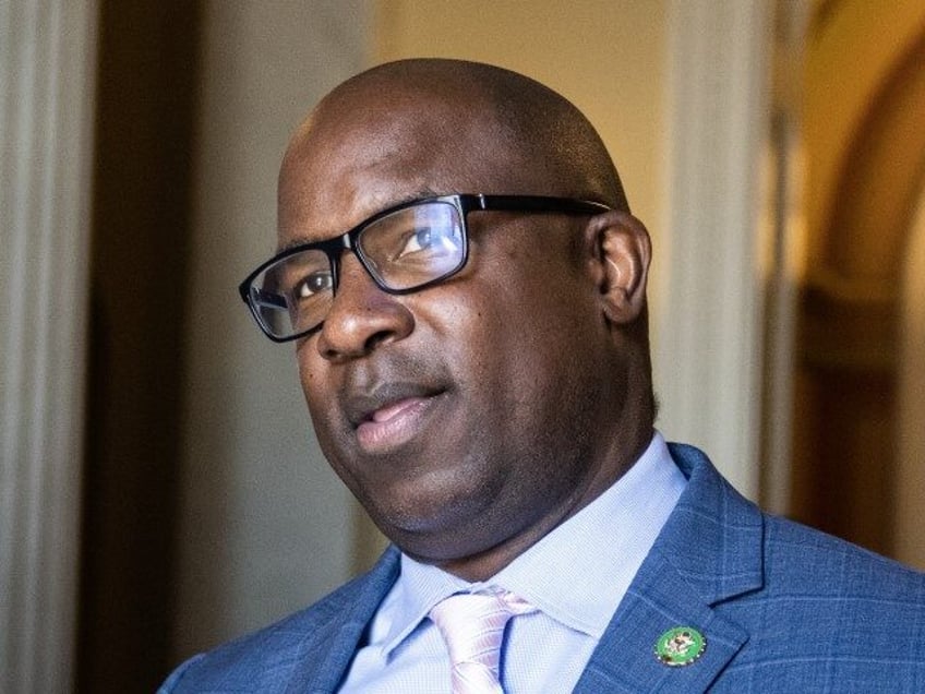 Rep. Jamaal Bowman (D-NY) is seen in the U.S. Capitol after the House passed the National