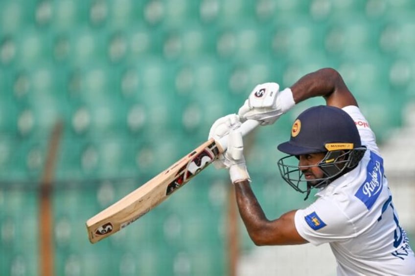 Sri Lanka’s Kamindu Mendis plays a shot during the second day of the second Test cricket