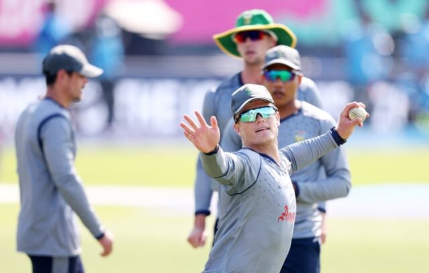 Ryan Rickelton of South Africa warms up ahead of the ICC Men's T20 Cricket World Cup match