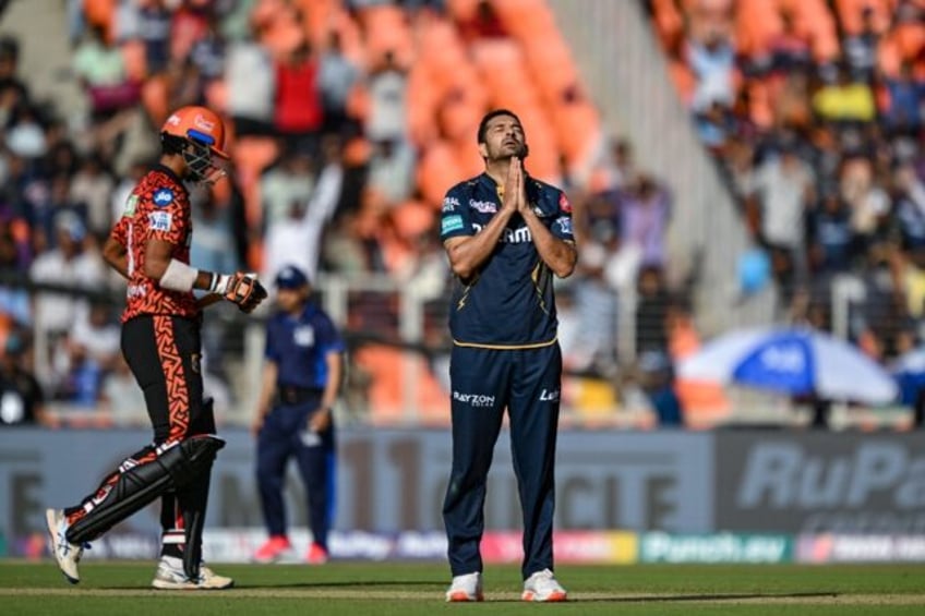 Match winner: Gujarat Titans' Mohit Sharma celebrates after taking the wicket of Sunrisers