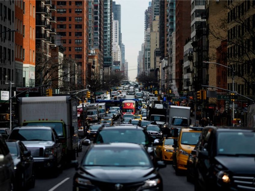 Traffic moves on 2nd Avenue in the morning hours on March 15, 2019 in New York City. (Phot