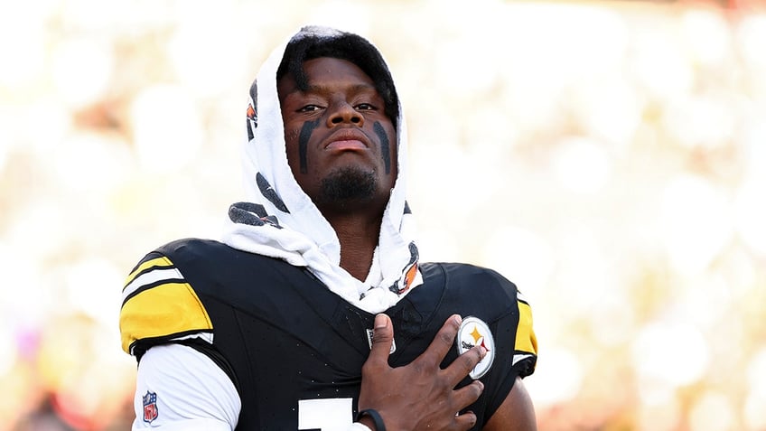 Pittsburgh Steelers wide receiver George Pickens stands on the sideline