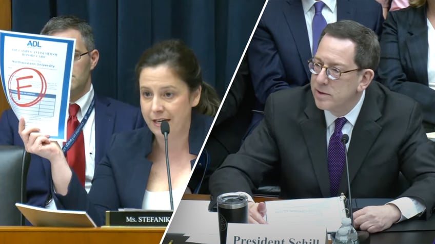 Elise Stefanik, left; Michael Schill, right