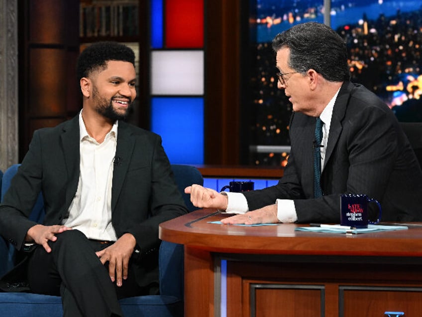 NEW YORK - OCTOBER 10: The Late Show with Stephen Colbert and guest Rep. Maxwell Frost dur
