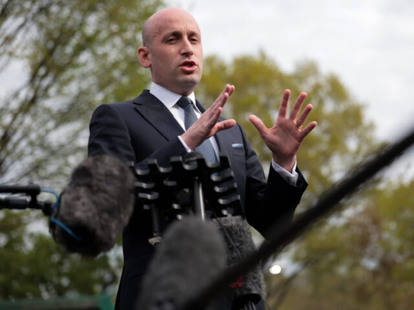 White House Deputy Chief of Staff Stephen Miller speaks to press outside of the White Hous