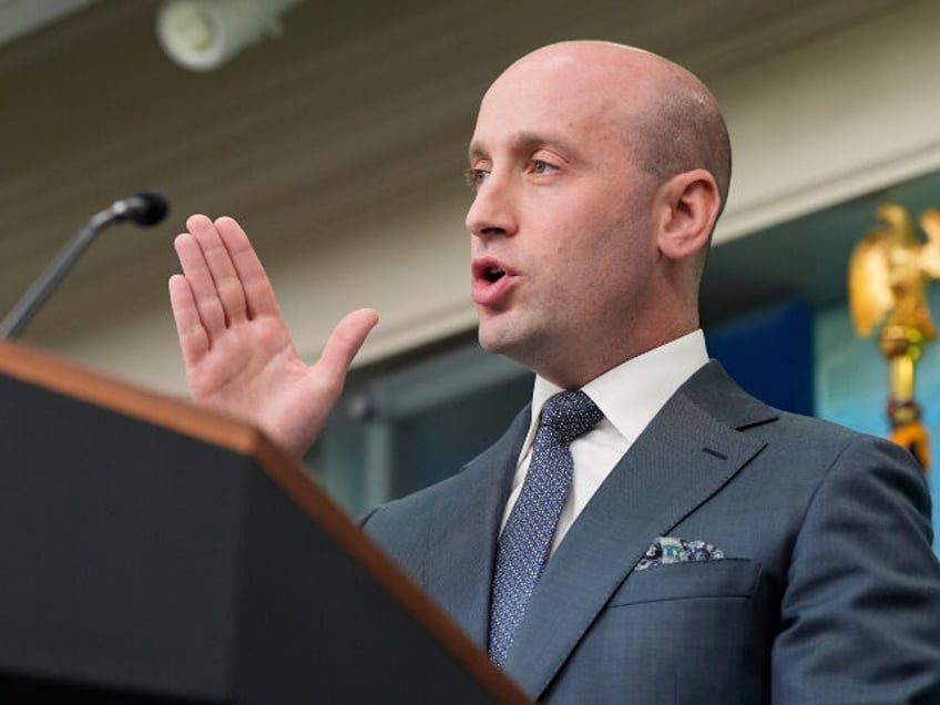 White House Deputy Chief of Staff Stephen Miller speaks during a press briefing at the Whi