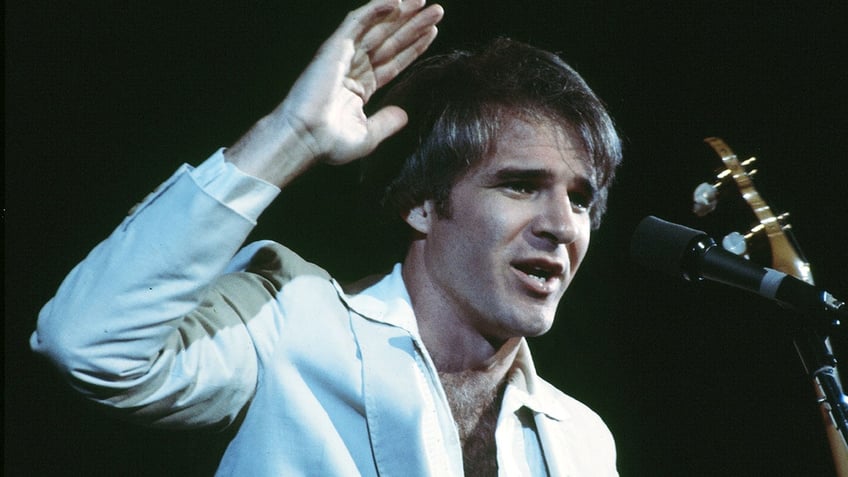 Close up of Steve Martin performing on stage