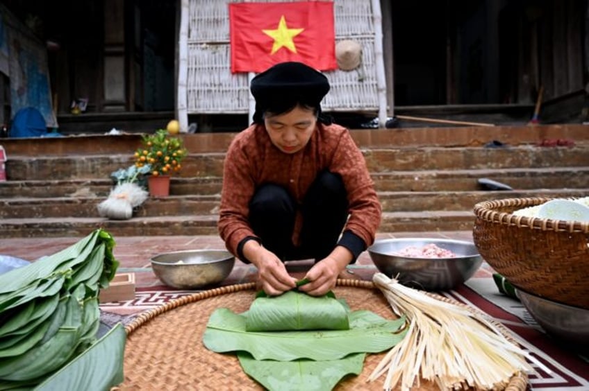 Banh chung rice cakes are a traditional Vietnamese delicacy for Lunar New Year, or Tet