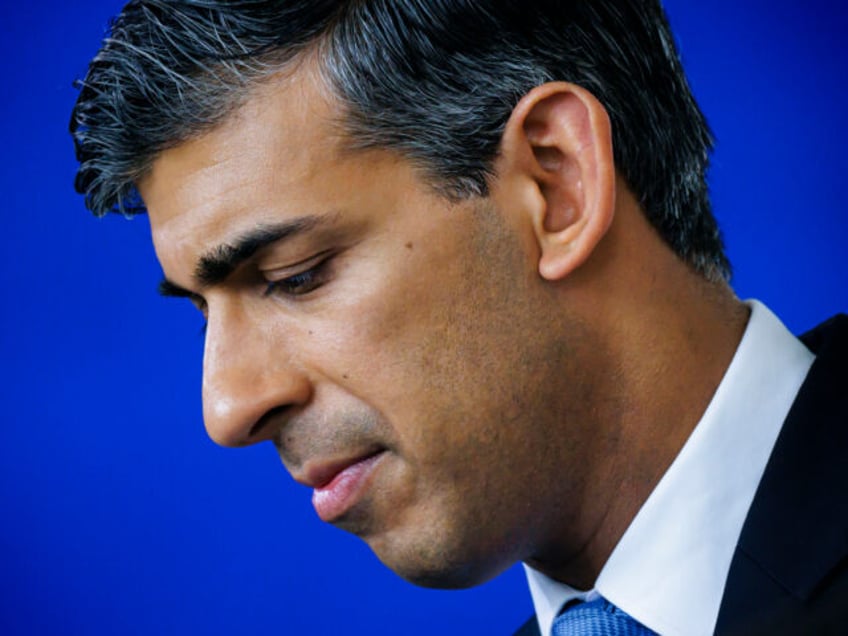 BERLIN, GERMANY - APRIL 24: Britain's Prime Minister Rishi Sunak speaks to the media on Ap