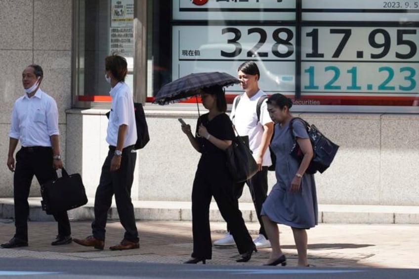 stock market today asian shares weaken while japan reports economy grew less than expected