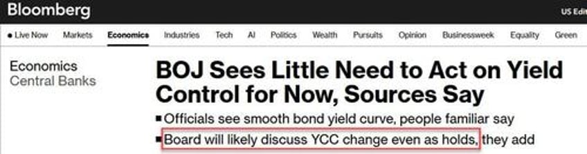 stocks dump yields yen spike on regurgitated trial balloon boj will discuss tweaking yield curve control
