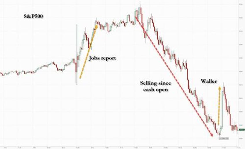 stocks pump and dump after waller advocates for front loading rate cuts but timiraos intervenes to hawk things up