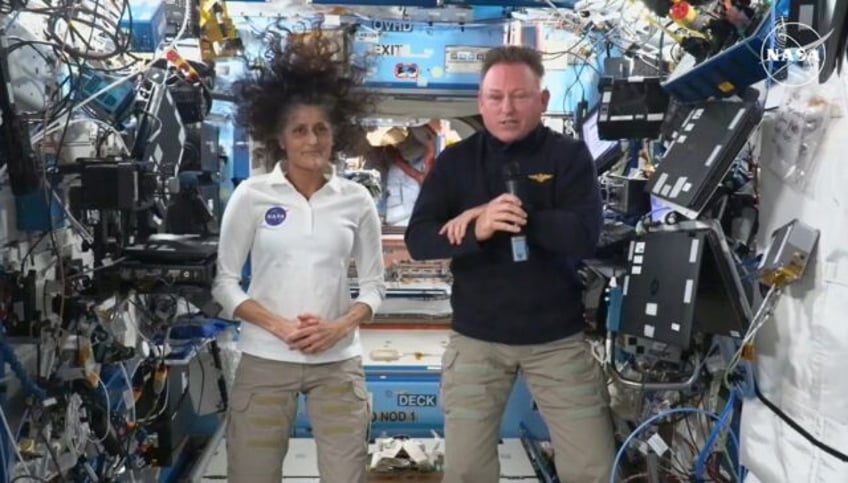 US astronauts Suni Williams (L) and Butch Wilmore took off aboard Boeing's Starliner in Ju