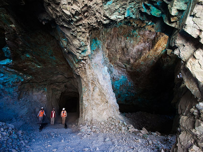 Workers of the Next Mineral mining company inspect the Comahue copper mine in Antofagasta, Chile, on March 1, 2021. - Chilean state-owned company Codelco, the largest copper producer in the world, reported on April 30, 2021 surpluses of 1,627 million dollars in the first trimester of 2021, the highest in a decade, due to an increase in the production and a rise in the price of the metal. (Photo by Glenn ARCOS / AFP) (Photo by GLENN ARCOS/AFP via Getty Images)