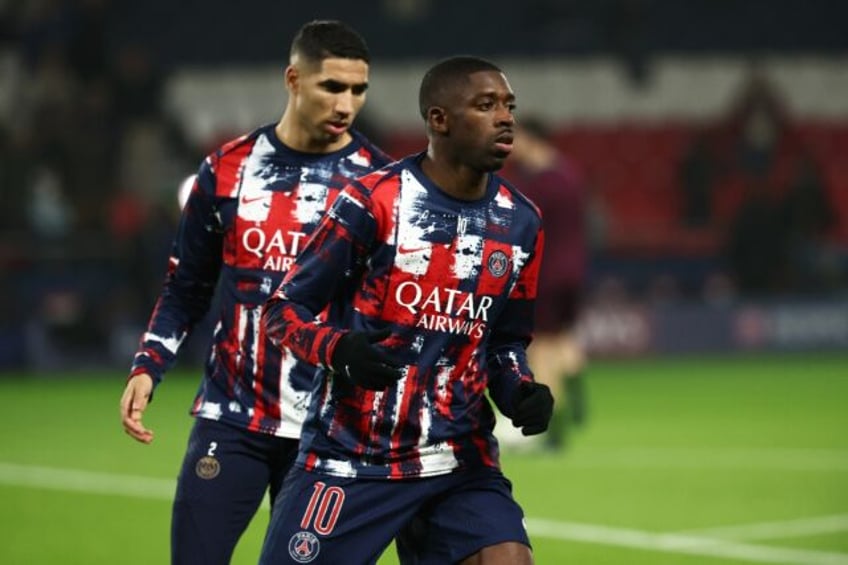 Achraf Hakimi (L), Ousmane Dembele and Paris Saint-Germain face a potentially season-defin