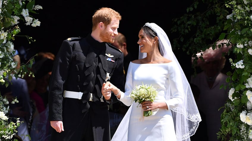 Meghan Markle and Prince Harry on their wedding day.