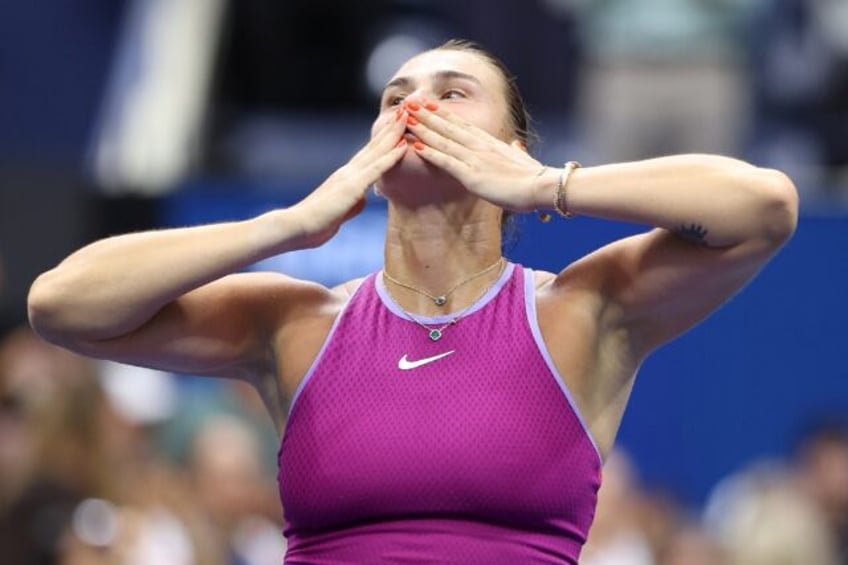 Victory: Aryna Sabalenka celebrates