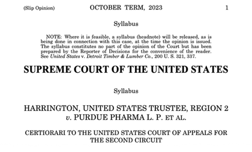 supreme court rejects purdue pharma opioid settlement with sackler shield