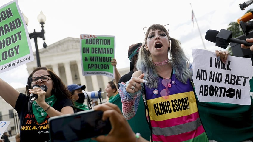 Supreme Court abortion protesters are seen after Roe v. Wade was overturned