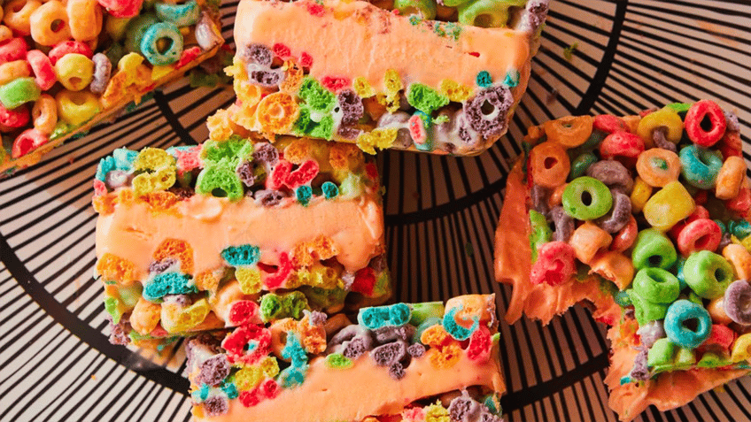 Fruit cereal sherbet bars.