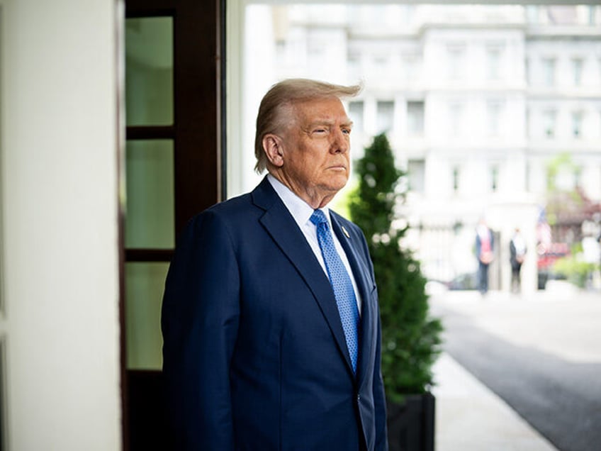 President Donald Trump greets Prime Minister Gahr Store of Norway, Thursday, April 24, 202
