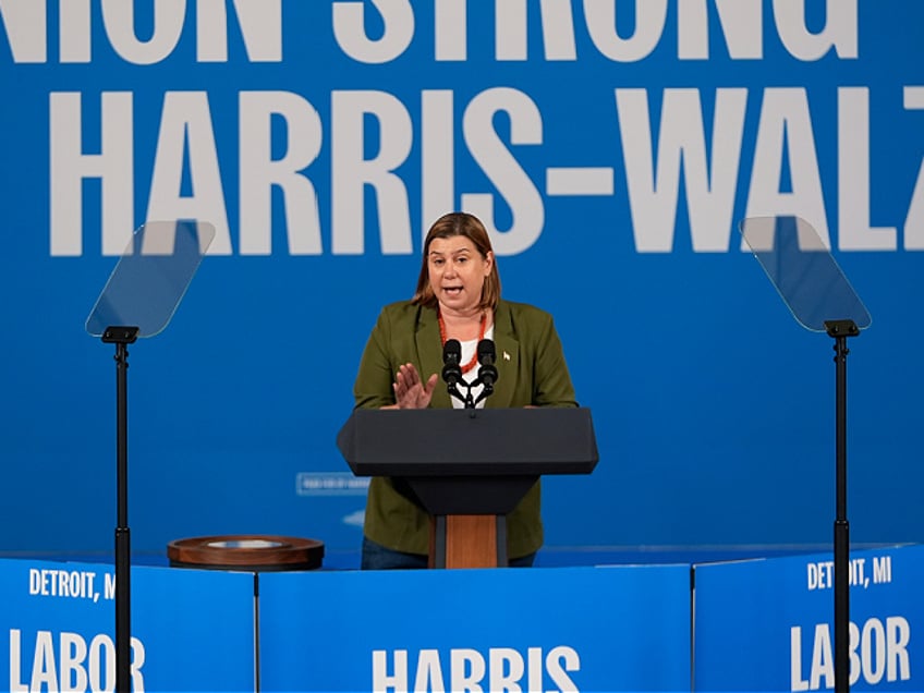 Rep. Elissa Slotkin, D-Mich., speaks before Democratic presidential nominee Vice President Kamala Harris during a campaign event at Northwestern High School in Detroit, Monday, Sept. 2, 2024. (AP Photo/Paul Sancya)