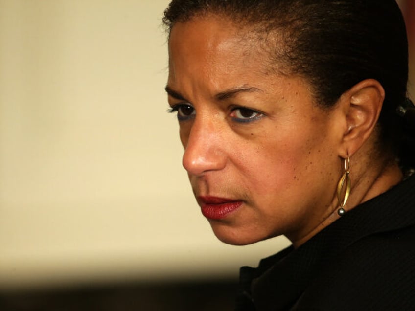 U.S. National Security Advisor Susan Rice looks on before a press conference annoucing the