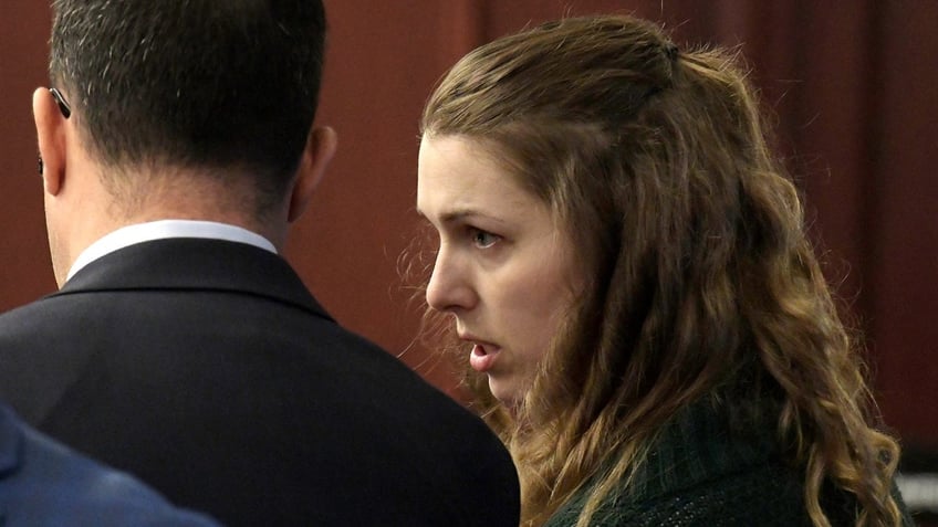 Shanna Gardner talks with her defense attorney Patrick Korody at the end of Friday's courtroom hearing. Shanna Gardner, Mario Fernandez Saldana and their attorney's had a court hearing in the Duval County Courtroom of Judge London Kite for pre-trial issues regarding attorney client issues and a possible change of venue Friday morning, February 16, 2024. 