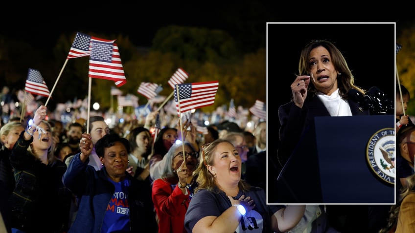 Split image of attendees, Harris