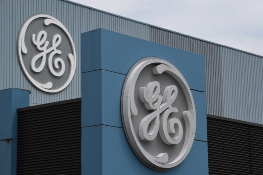 The logo of US giant General Electric in Belfort, eastern France, on June 3, 2019. General