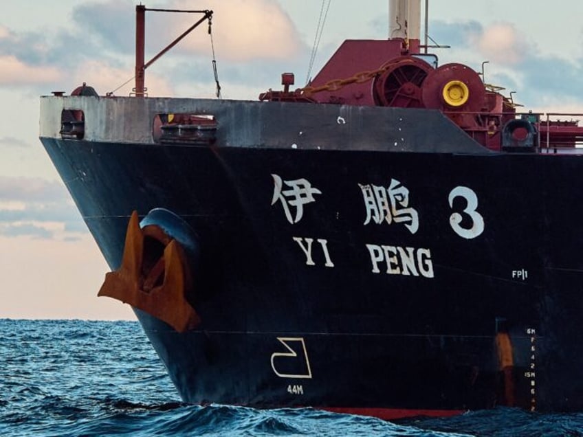 The anchor of Chinese bulk carrier Yi Peng 3 is pictured in the sea of Kattegat, near the