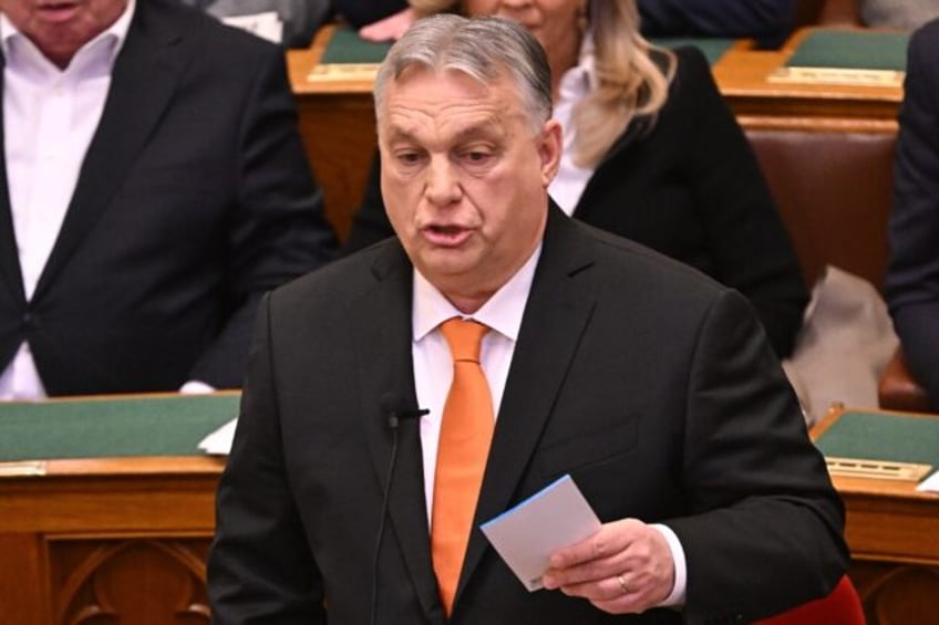 Hungary's Prime Minister Viktor Orban spoke to parliament before it approved Sweden's NATO