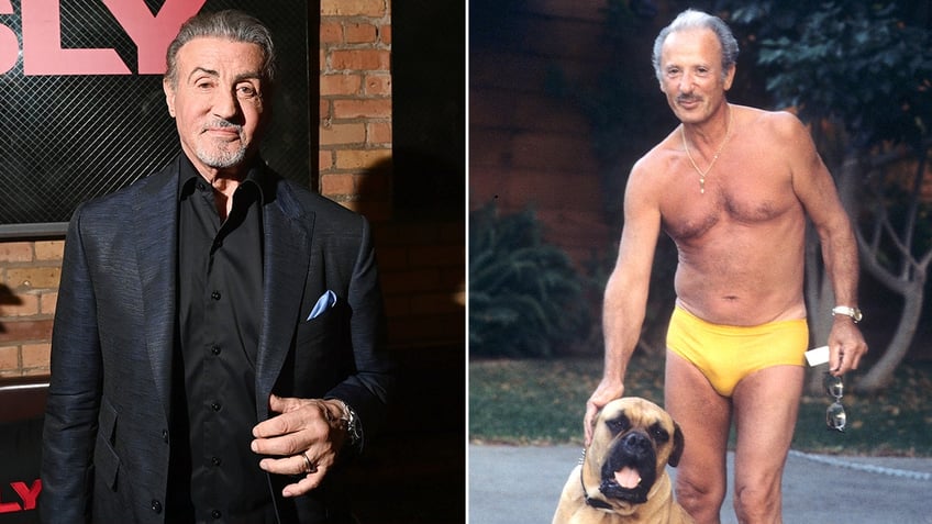 Side by side photos of Sylvester Stallone and his father, Frank Stallone Sr.