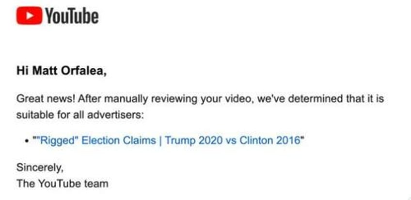 taibbi youtube demonetizes montage of election denying dems under dangerous organizations policy